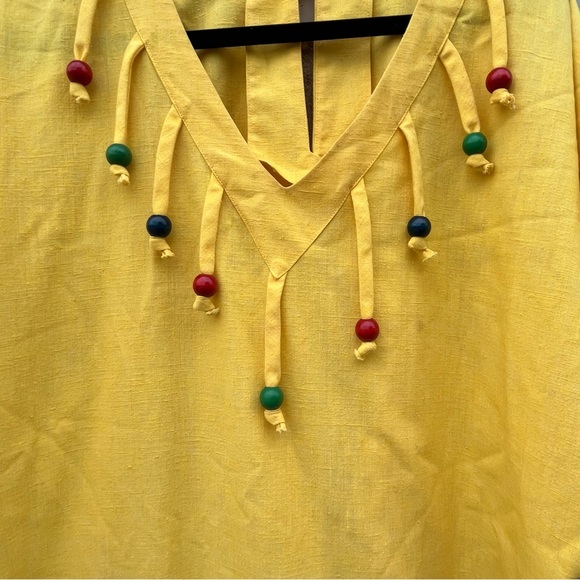 Vintage Samantha Scott California Fringe and Wooden Beaded Caftan Dress - Size M - Picture 2 of 10